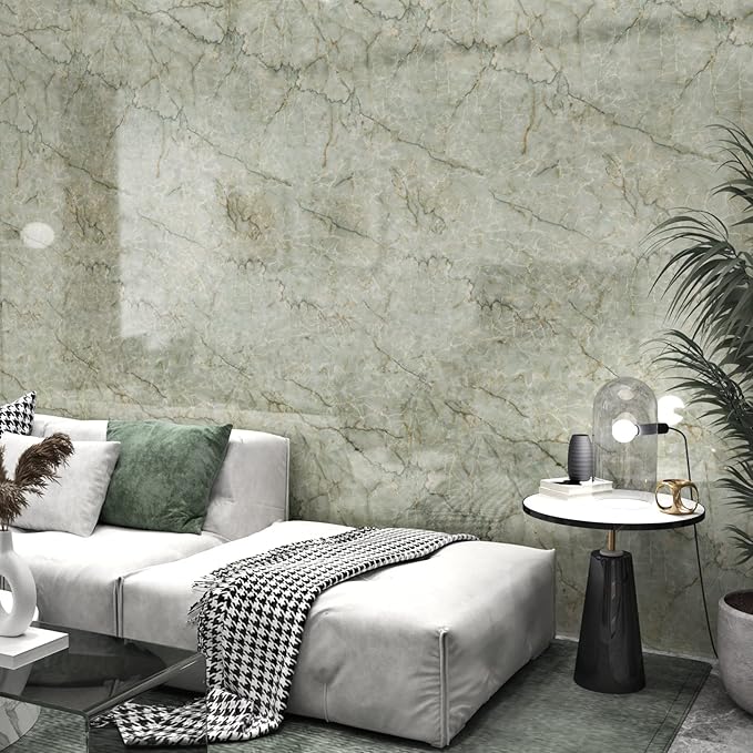 Vinyl 15.8" x 472" Green Marble Contact Paper