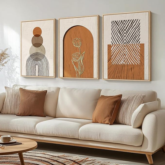 Large Framed Boho Abstract Wall Art