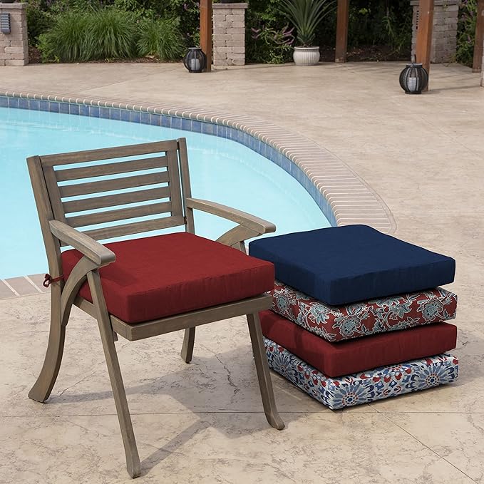 Arden Outdoor Seat Cushion, 19 x 19, Rain-Proof, Fade Resistant Ruby Red Leala