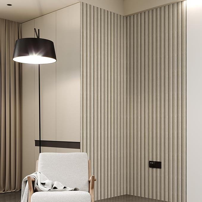 Peel and Stick PVC Slat Wall Panels, Wood Grain Self-Adhesive Soundproof