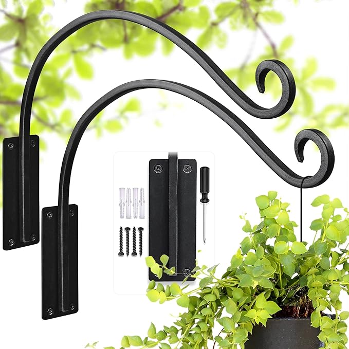 Heavy Duty Plant Hanger Bracket - Outdoor Hand-Forged Hanging Plant Bracket Durable and Stable Bird Feeder Hanger