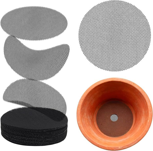 50PCS Flower Pot Hole Mesh Pad, 4 inch Rounds Drainage Hole, Plant Pot Drainage Mat, Plant Potting Mat to Prevent Soil Loss, Gardening Gifts for Friend