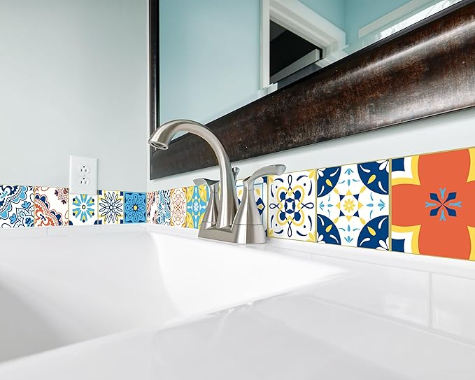 FLFK Wallpaper Border Tile Stickers Peel and Stick Wall Border