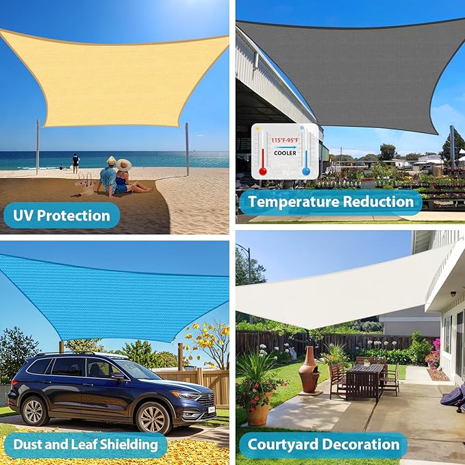 Amagenix Sun Shade Sail 9'X12' Curved Edge Outdoor Shade Canopy Dark Grey Breathable 95% UV Block Shade Cloth for Patio Garden Backyard (We Make Custom Size)