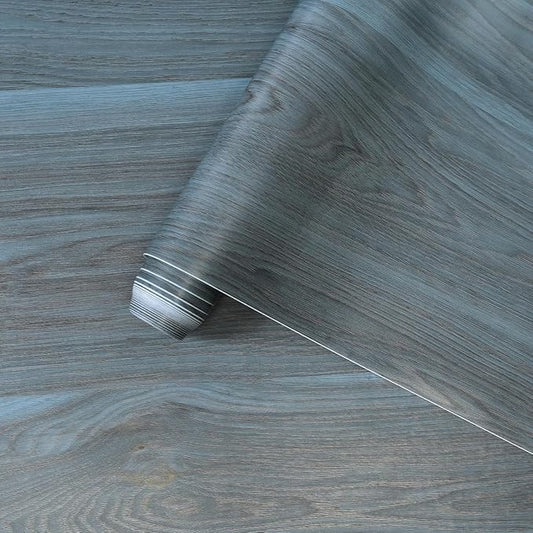 BOMENG Blue Wood Grain Wallpaper Peel and Stick Peacock Contact Paper