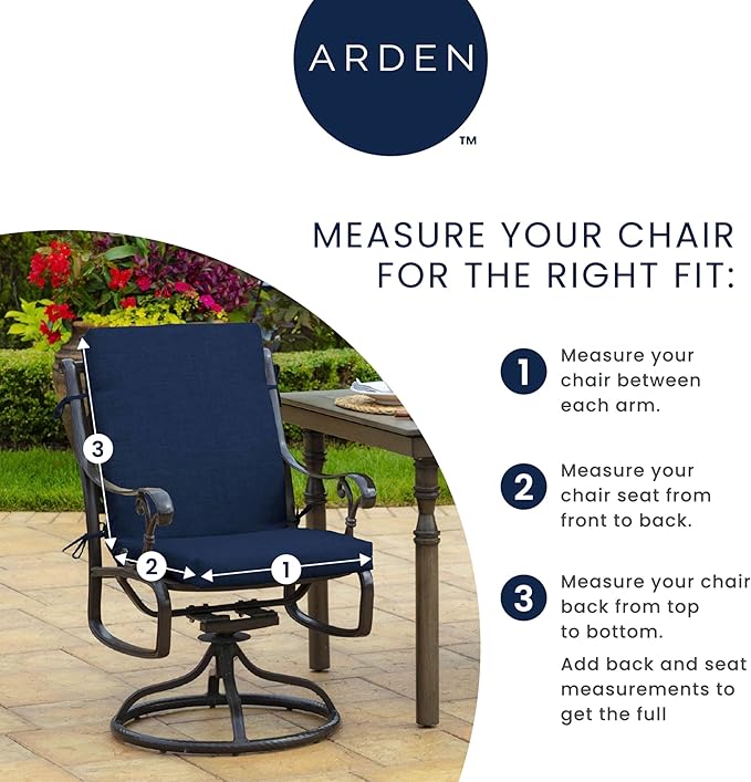 Arden 2-Pack Outdoor Patio Dining Chair Cushion, 20x44, Rain-Proof Seat Pad, Fade-Resistant Outdoor Cushion Cobalt Blue Texture