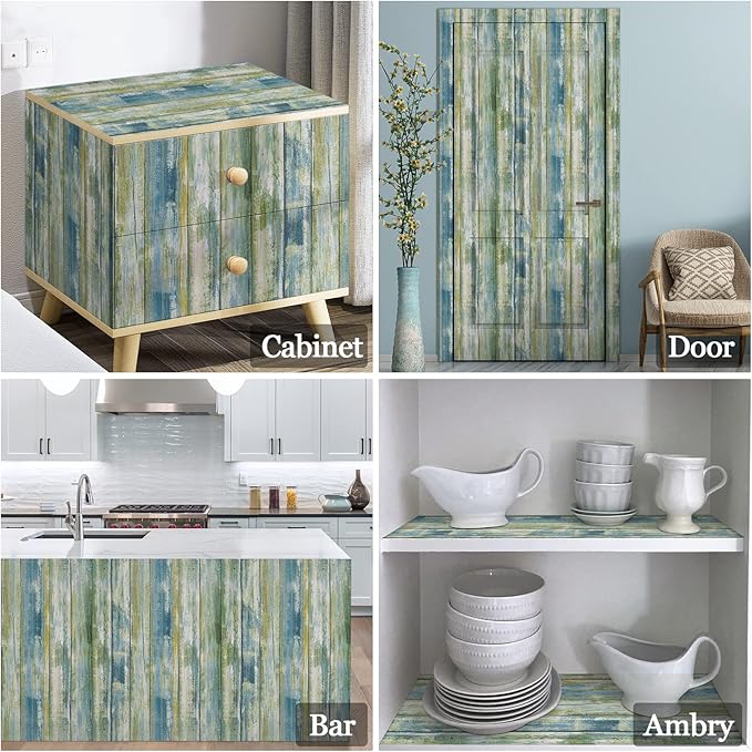 practicalWs 35.4''x 118'' Distressed Wood Wallpaper Self-Adhesive Peel and