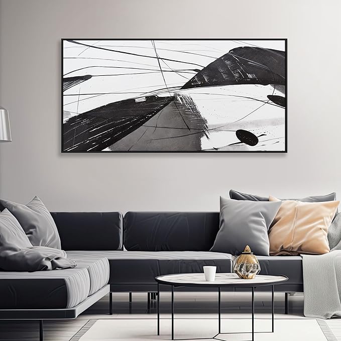 Abstract Canvas Art Home Wall Decor Black and White Abstract Wall Art Framed