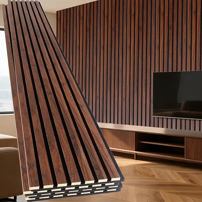 Yuzzy 4 Pack Wood Panels for Wall, 94.5" x 11" Acoustic Wood Slat Wall Panel