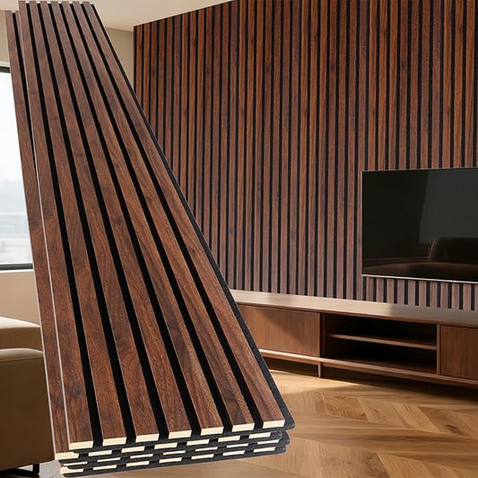 Yuzzy 4 Pack Wood Panels for Wall, 94.5" x 11" Acoustic Wood Slat Wall Panel