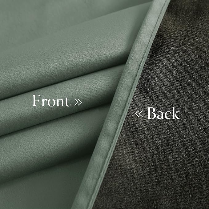 NICETOWN Green Velvet Curtains 96 inches Long 2 Panels