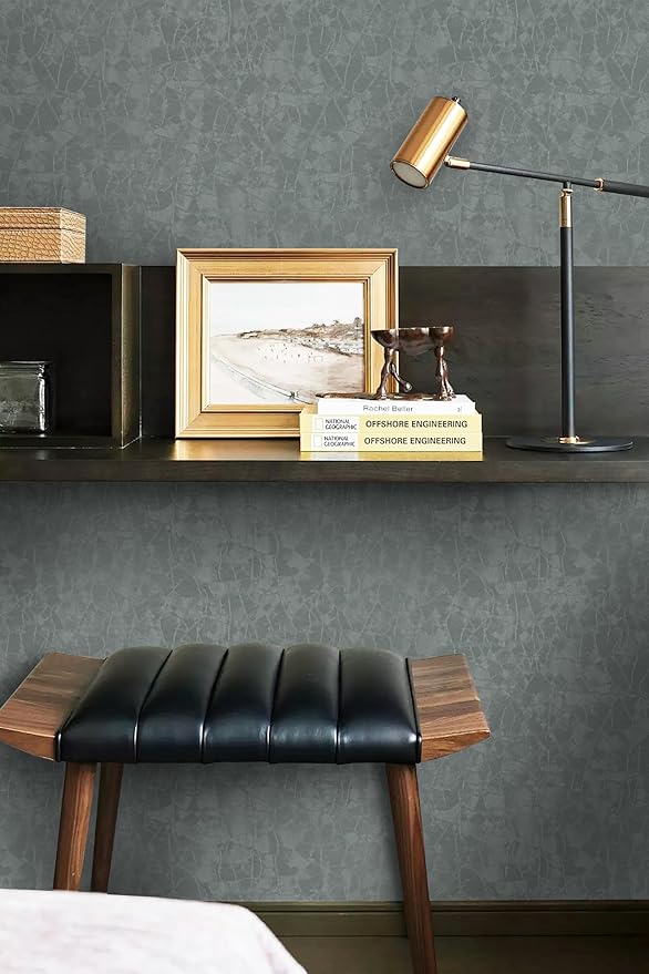 Yasinet Peel and Stick Wallpaper Removable Wallpaper Modern Grey-Green Embossed