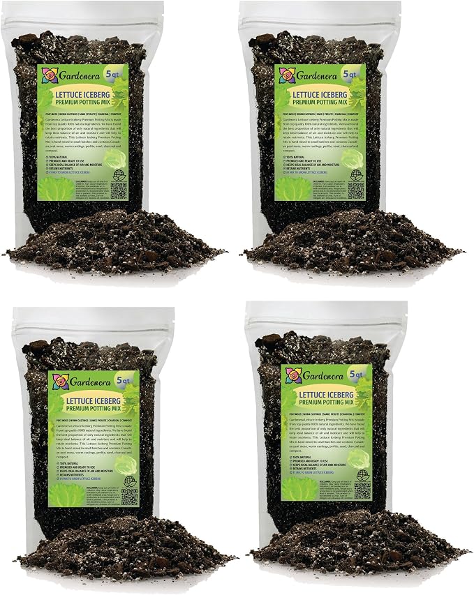 Gardenera Premium Potting Soil Blend for Lettuce Iceberg - The Ultimate Mix for Healthy, Vibrant, and Crisp Lettuce - 20 Quart