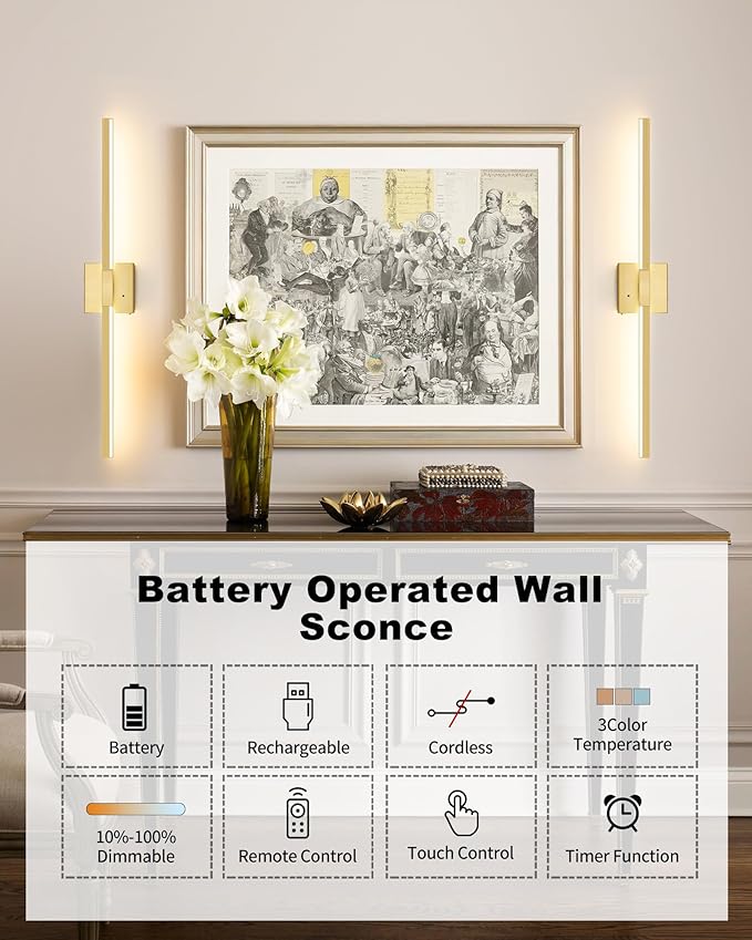 Rayogale 40 Inch 8000mAh Rechargeable Wall Sconce