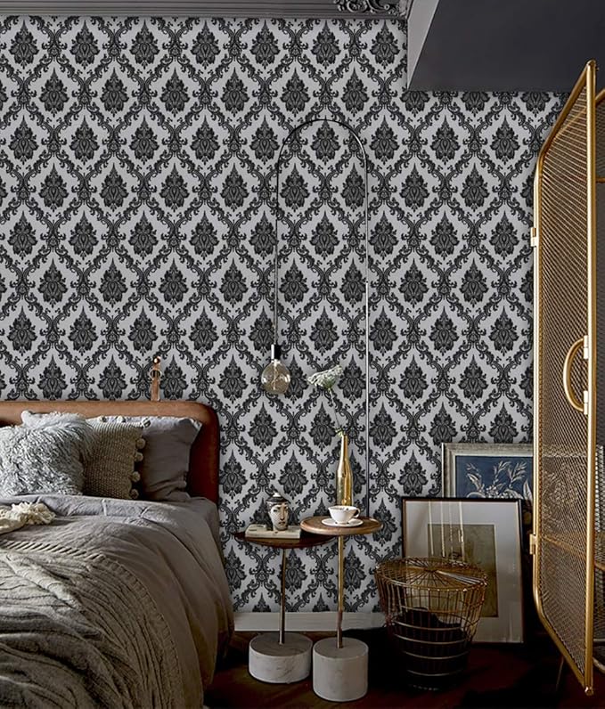 17.7" x 78" Peel and Stick Wallpaper Black Wallpaper
