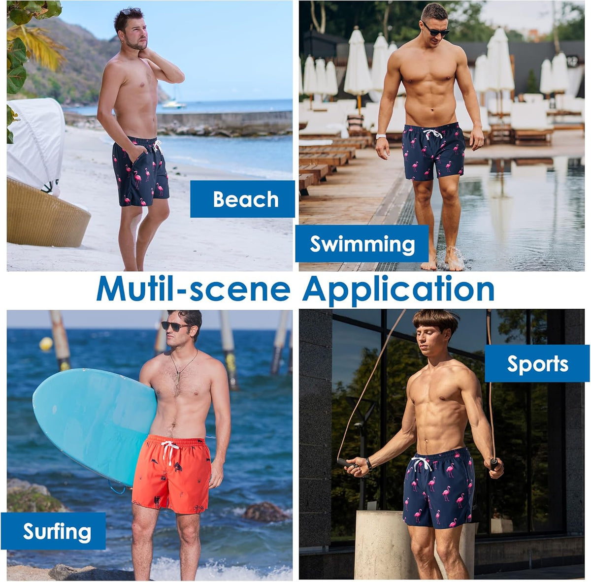 XOMZG Men's Swim Trunks - Quick-Dry Mesh Lining with Pockets | Stylish Hawaiian Design