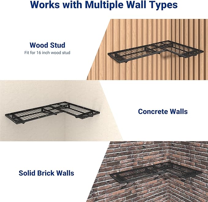 FLEXIMOUNTS 2 Pack 2x4ft Corner Wall Shelving Garage Storage Rack, 24x48 inch