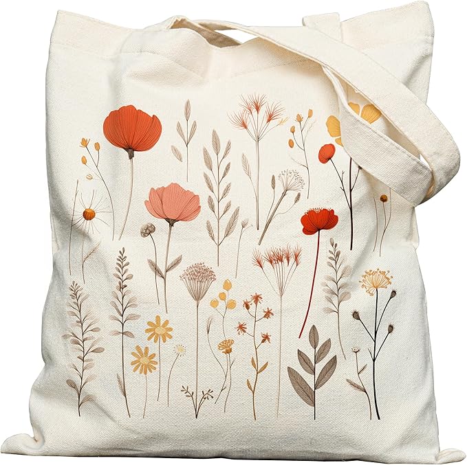 Canvas Tote Bag with Aesthetic Prints, Cute Tote Bag for Women Girls with Wide Strap, Gifts for Cat Book Lovers