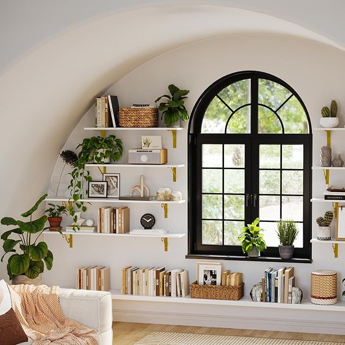 DINZI LVJ Long Wall Shelves, 47.3" Wall Mounted Shelves Set of 4, Large