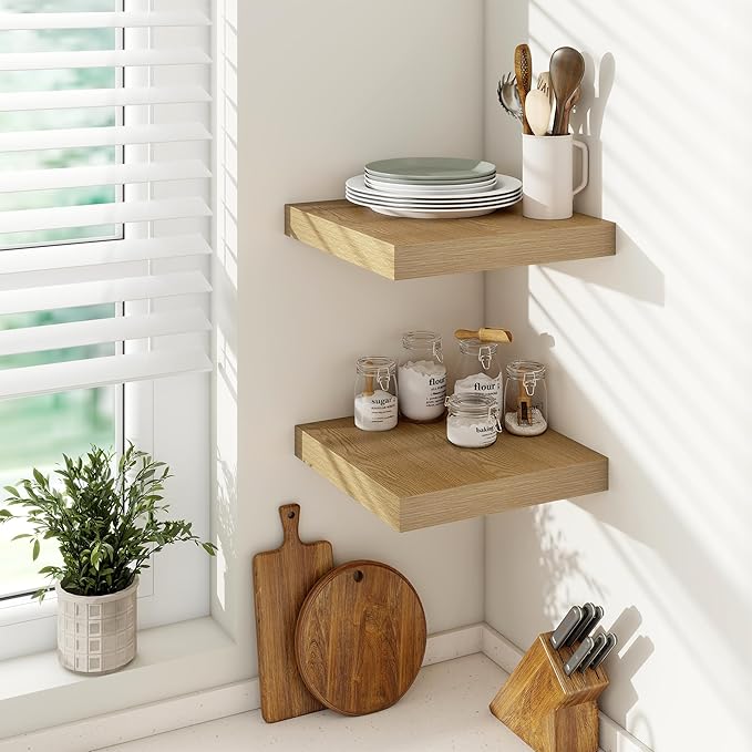 Vivelove 12 Inch Deep Floating Shelves 12 inch Long, 2 Inch Thick Wall Shelves