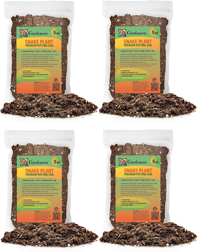 GARDENERA Premium Snake Plant Potting Soil Mix - 10 Quart - Green Sansevieria Trifascatia Zeylanica Plants, Plant or Re-Pot Your Snake Plant (2 Bags of 5 Quart)