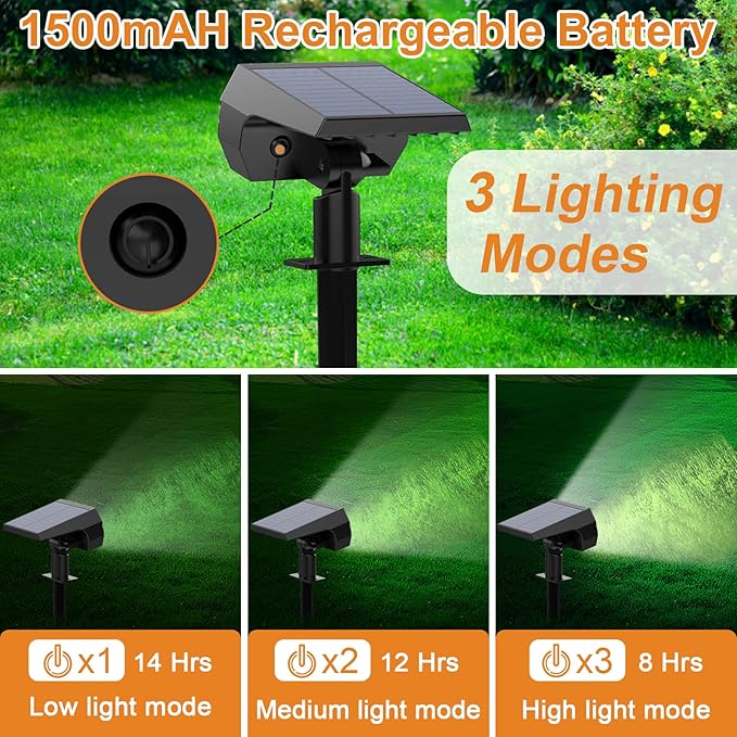 WELALO Solar Spot Lights Outdoor, Solar Landscape Spotlights, Solar Powered