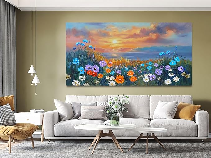 Ardemy Landscape Wall Art for Living Room Extra Large Wildflower Pictures Wall
