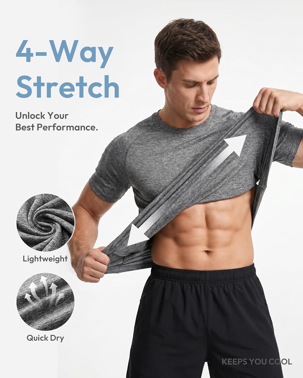 Skiennix Men's Athletic Workout Shirt - Quick Dry Short Sleeve T-Shirt | Moisture-Wicking Performance
