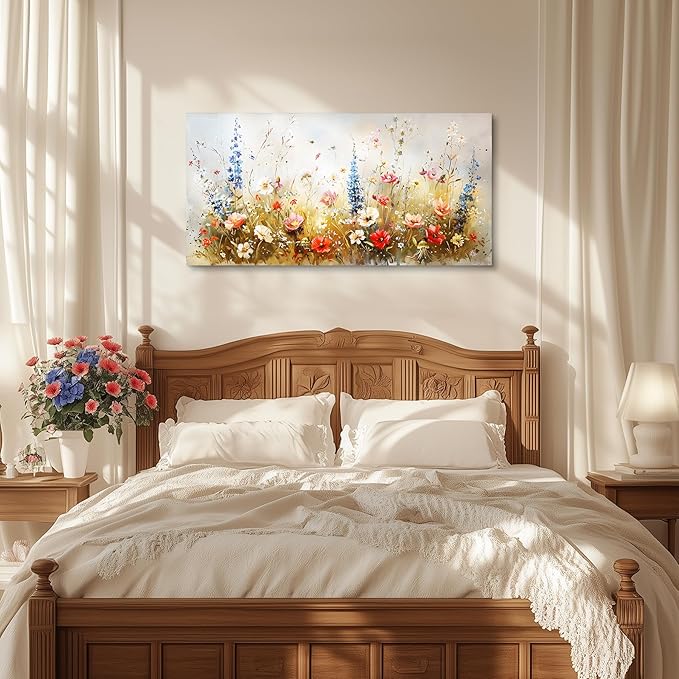 SERIMINO Spring Wildflower Wall Art, Nature Botanical Floral Large Artwork