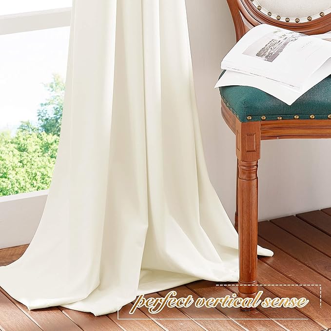 NICETOWN Ivory White Velvet Curtains 84 inches, Luxury Sound Reducing Heavy