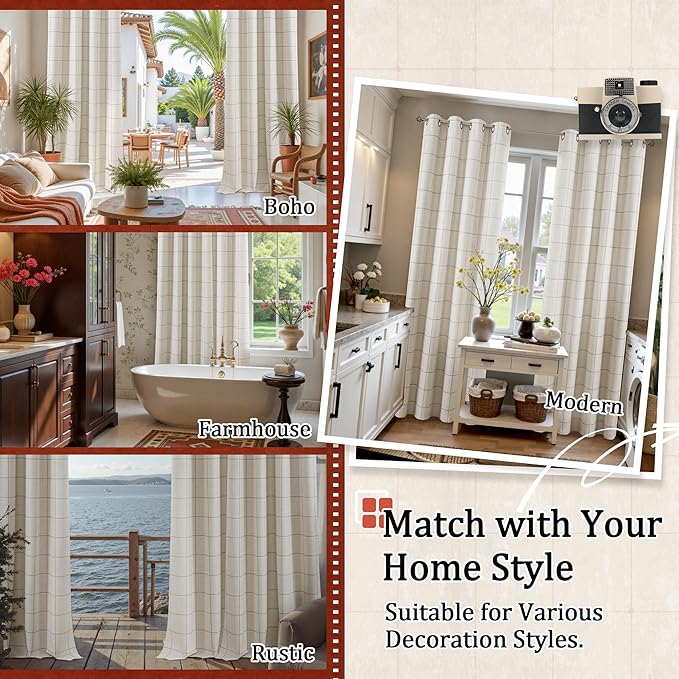 Lajode Plaid Curtains Pattern Printed 90 Inches Long