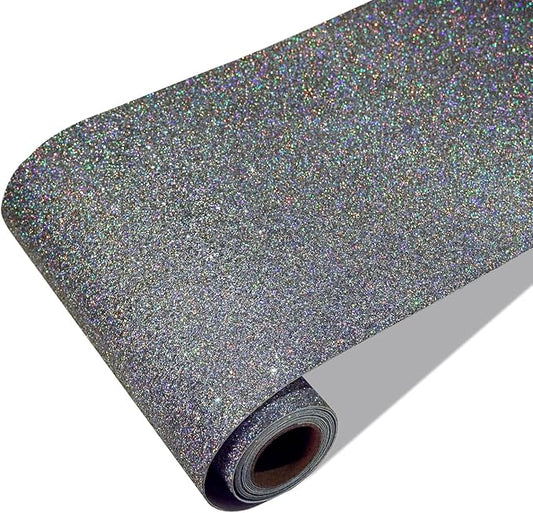CRE8TIVE Charcoal Grey Holographic Glitter Wallpaper Border Peel and Stick