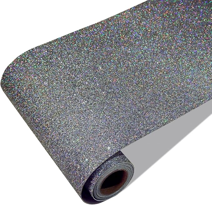 CRE8TIVE Charcoal Holographic Glitter Wallpaper Border Peel and Stick Wall