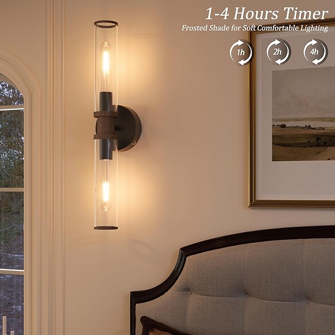 Battery Operated Wall Sconce Set of 2, Modern Cordless Wall Lights