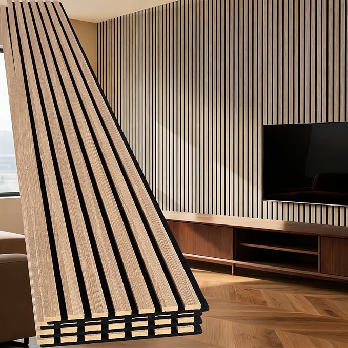 Yuzzy 4 Pack Wood Panels for Wall, 94.5" x 11" Acoustic Wood Slat Wall Panel
