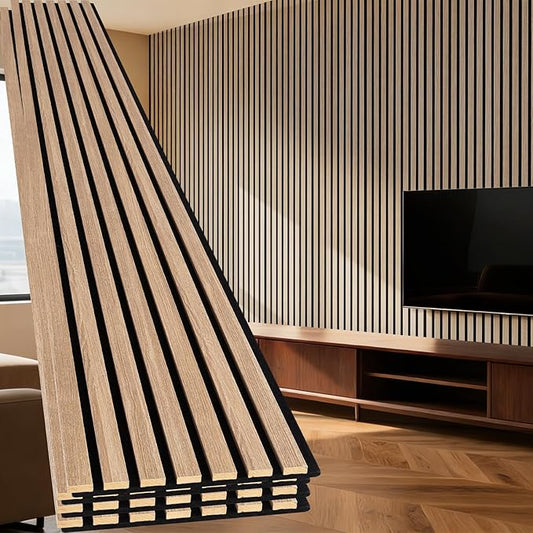 Yuzzy 4 Pack Wood Panels for Wall, 94.5" x 11" Acoustic Wood Slat Wall Panel