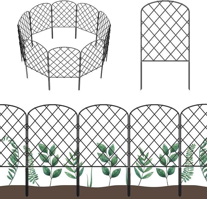 OUSHENG 19 Pack Decorative Garden Fence, Total 20ft(L) x 24in(H) Animal Barrier Border, Rustproof Metal Wire Section Edging Fencing Panel for Outdoor Patio Garden Yard, Arched