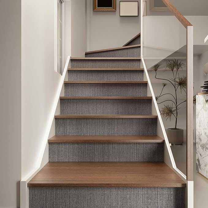 CRE8TIVE Dark Grey Grasscloth Wallpaper Removable Textured Wallpaper Stick and