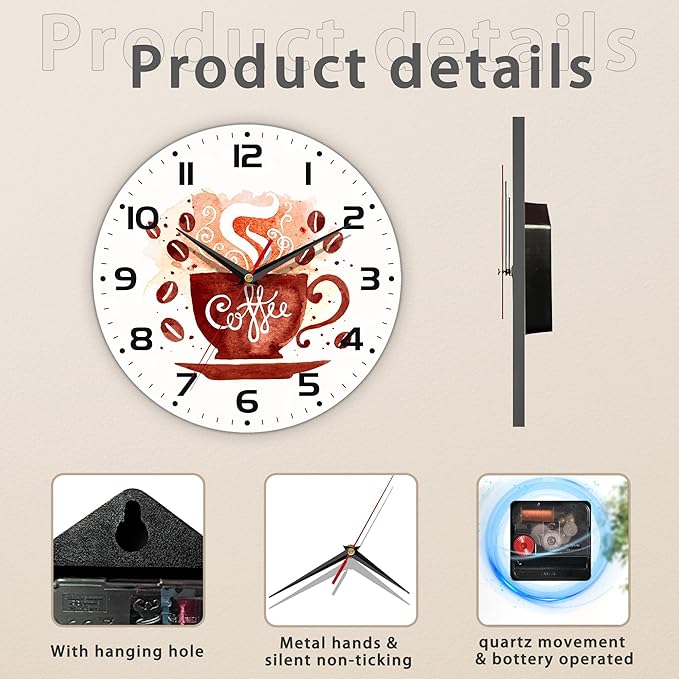Watercolor Coffee Cup Wall Clock