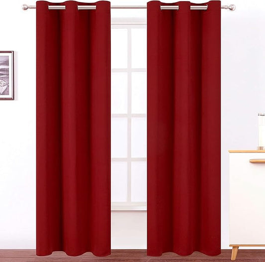 LEMOMO Red Blackout Curtains 34 x 84 Inch Length/Set of 2 Curtain