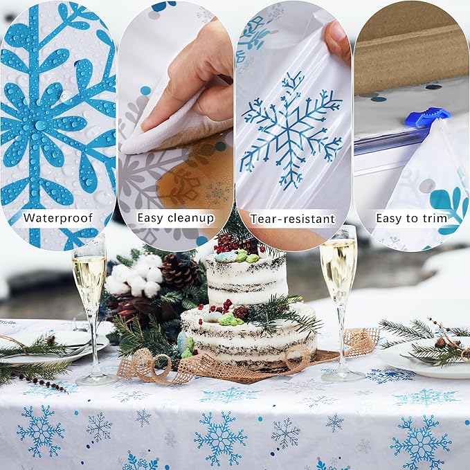 Kochorie 100 Ft x 54 Inch Christmas Snowflake Printed Tablecloth Roll