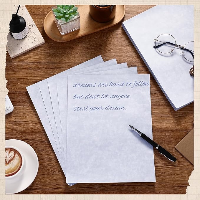 Epakh 300 Pcs Old Age Parchment Paper 8.5 x 11 Inch Standard Letter Vintage Colored Old Parchment Double Side Printing Paper (Blue)
