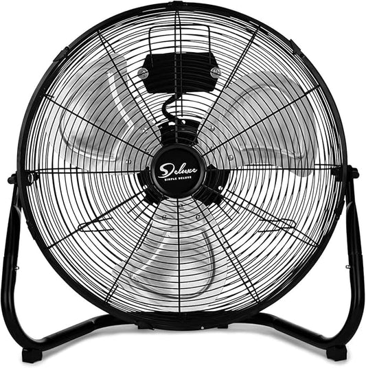 Simple Deluxe 20 Inch 3-Speed High Velocity Heavy Duty Metal Industrial Floor Fans, Black, 1 Pack