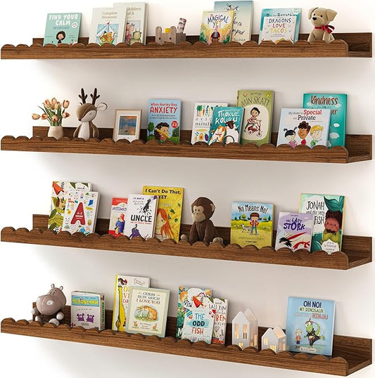 Shario Nursery Book Shelves, Scalloped Shelves, Wall Book Shelves