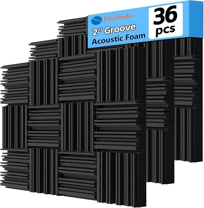 TroyStudio Thick Acoustic Foam Panels, Dense Soundproof Padding Tile, Recording