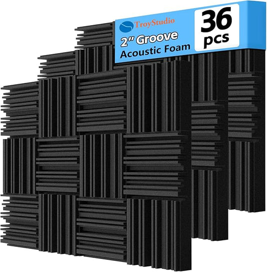 TroyStudio Thick Acoustic Foam Panels, Dense Soundproof Padding Tile, Recording