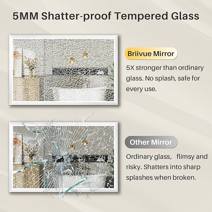48x32 Inch White Bathroom Mirror