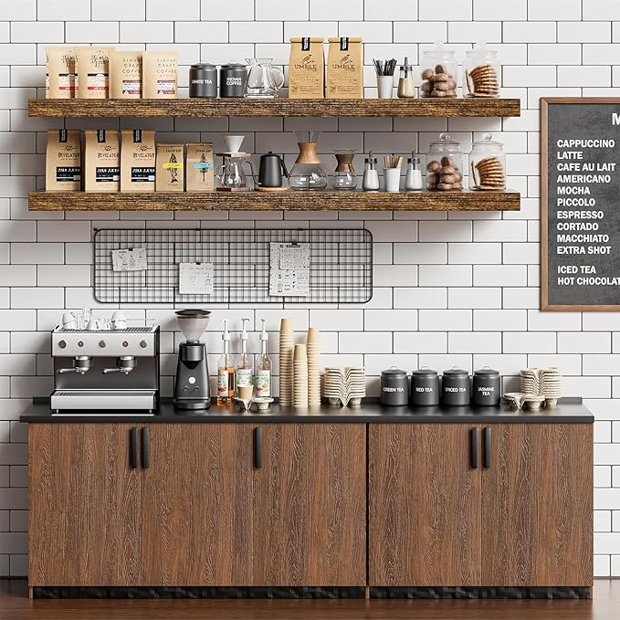 Floating Shelves for Wall 48 Inches Long, 9.3" Deep Rustic Brown Floating Shelf