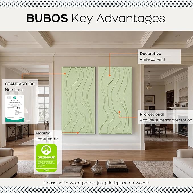 BUBOS 4 Pack Large Acoustic Panels, Total-Size 47.2 x 23.6 Inches Soundproof