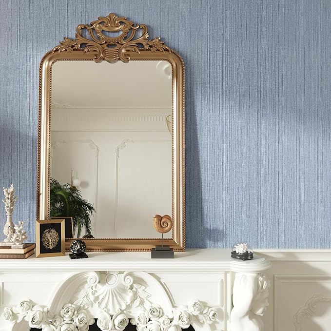 CRE8TIVE Large Size 24"x354" Light Blue Grasscloth Peel and Stick Wallpaper